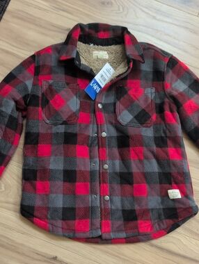Weatherproof Red & Gray Plaid Sherpa-Lined Button-Down Shirt